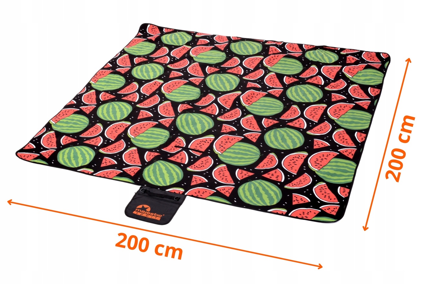 Pikniková deka čierna s melónmi 200x200 F